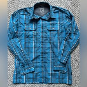 Kuhl Response Eluxur medium blue button down plaid shirt